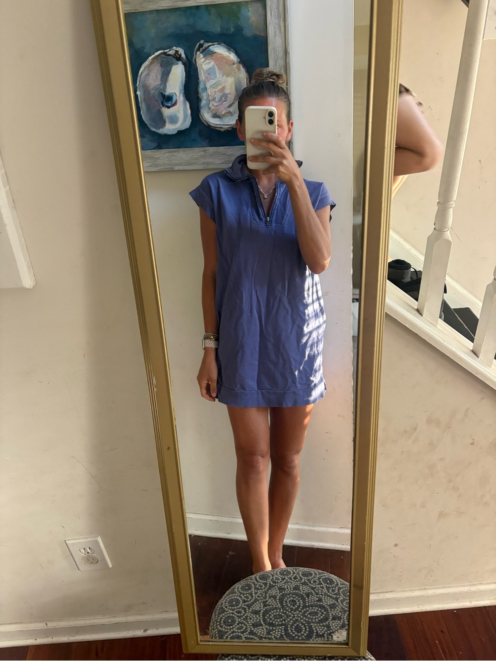 Double Zero Lavender Blue Short Tunic with Zip Collar